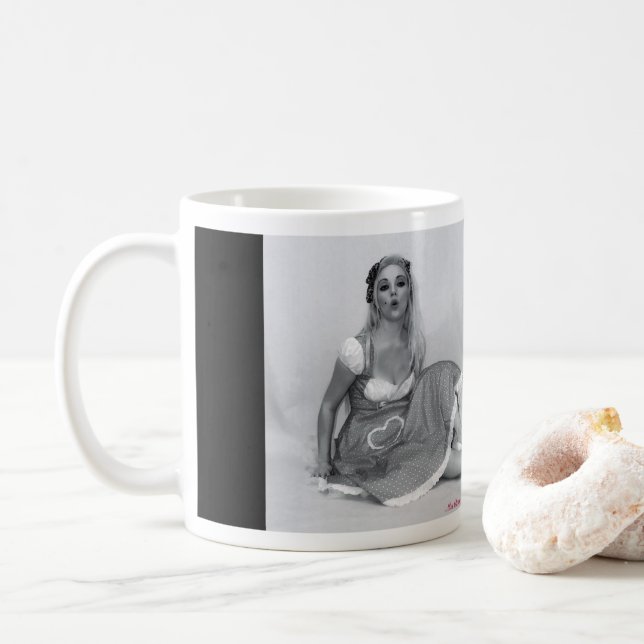 Funny Rude Novelty Vintag Pinup Girl Babe Tasse (Mit Donut)