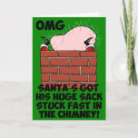 Funny, rude Santa Feiertagskarte<br><div class="desc">Funny,  unverschämte Weihnachtskarte für Erwachsene,  die lustige und unhöfliche Weihnachtskarten suchen; vor allem wenn die lustigen Santa Karten auf die Größe des Santa's Sack beziehen.</div>