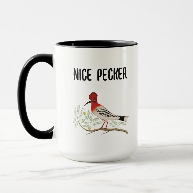 Funny Rude Woodpecker, Birdwatch Nice Pecker Tasse (Links)