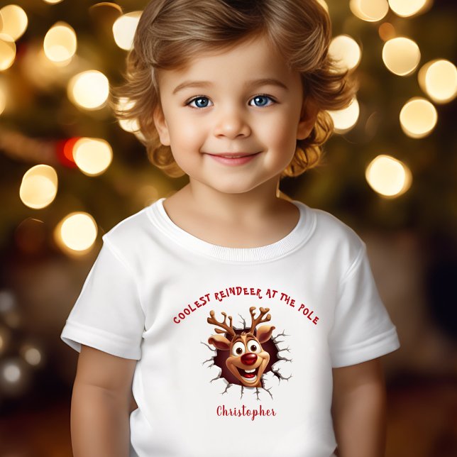 Funny Rudolph bricht durch Name Christmas Kleinkind T-shirt (Funny Rudolph breaking through Christmas Toddler T-shirt)