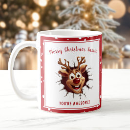 Funny Rudolph bricht durch Red Name Christmas Kaffeetasse