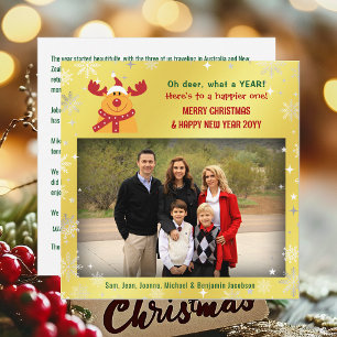 Funny Rudolph Oh Deer Elegant Minimalistisch 1 Fot Feiertagskarte