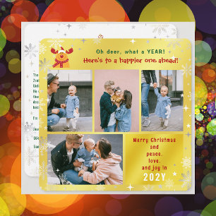 Funny Rudolph Oh Deer Peace Liebe Joy Golden Foto Feiertagskarte