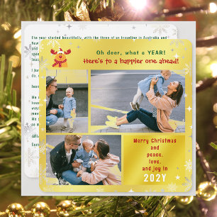 Funny Rudolph Oh Deer Peace Liebe Joy Golden Foto Feiertagskarte