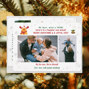 Funny Rudolph Oh Deer Wir haben 3 Fotos Collage ve Feiertagskarte