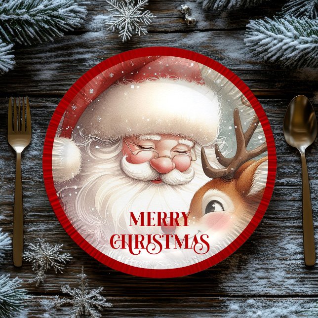 Funny Rudolph Red Nose Cartoon Christmas Paper  Pappteller (Funny Rudolph Red Nose Cartoon Christmas Paper Plates

)