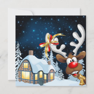 Funny Rudolph Red Nose Reindeer Holiday Card Feiertagskarte