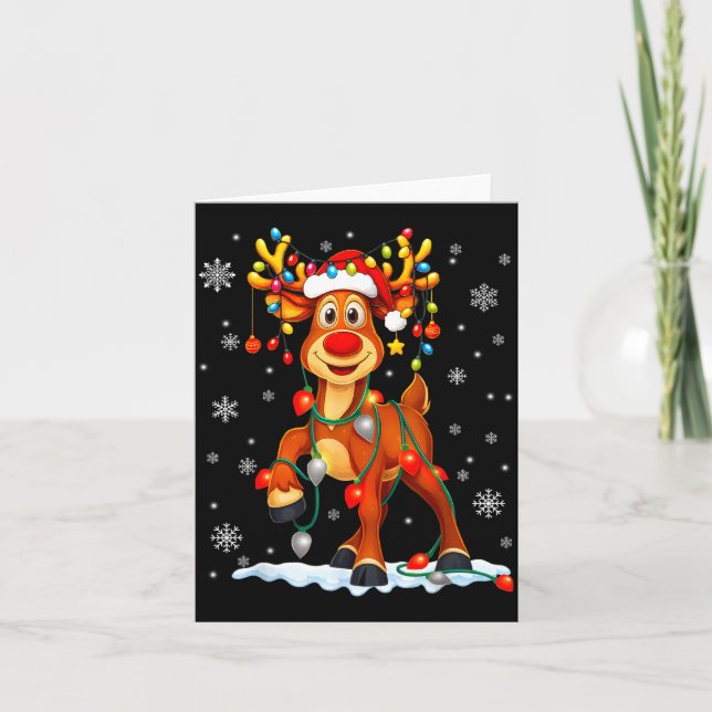 Funny Rudolph Reindeer Pjs Pajamas Christmas Men W Karte (Vorderseite)