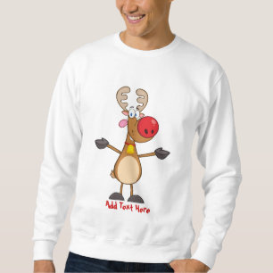 Funny Rudolph Reindeer Xmas Cartoon Personalisiert Sweatshirt