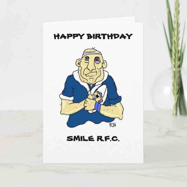 FUNNY RUGBY BIRTHDAY CARD KARTE (Vorderseite)