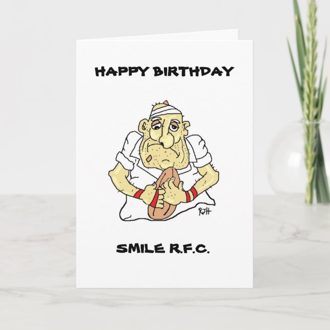 FUNNY RUGBY BIRTHDAY CARD KARTE (Vorderseite)