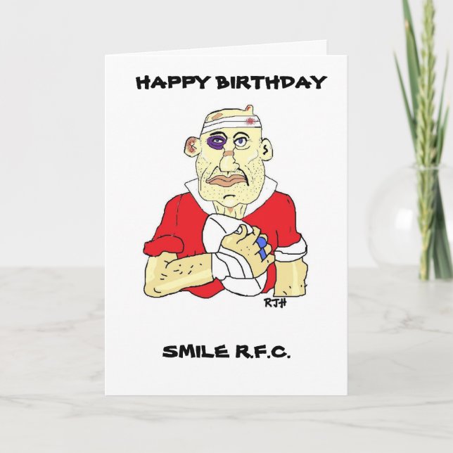 FUNNY RUGBY BIRTHDAY CARD KARTE (Vorderseite)