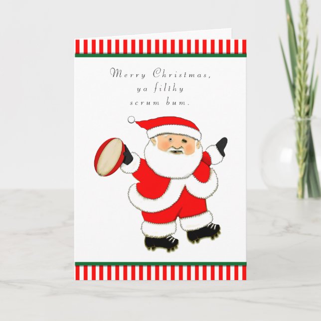 Funny Rugby Feiertagskarte (Vorderseite)