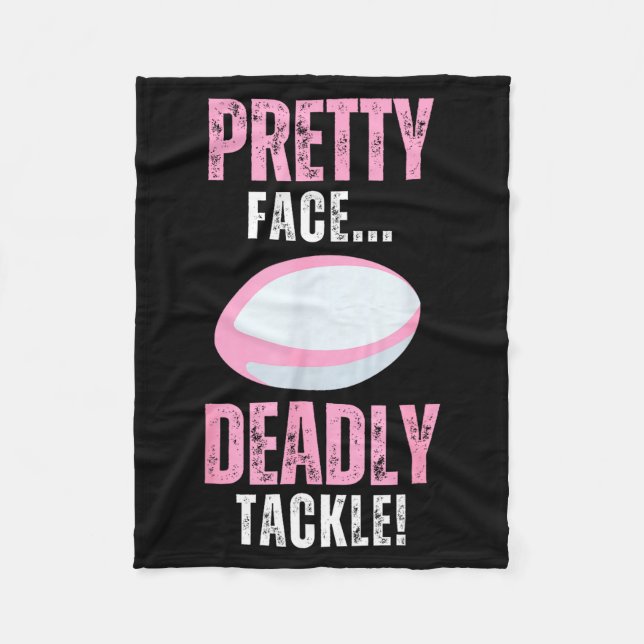 Funny Rugby Gift For Girls Pretty Face Deadly Tack Fleecedecke (Vorderseite)
