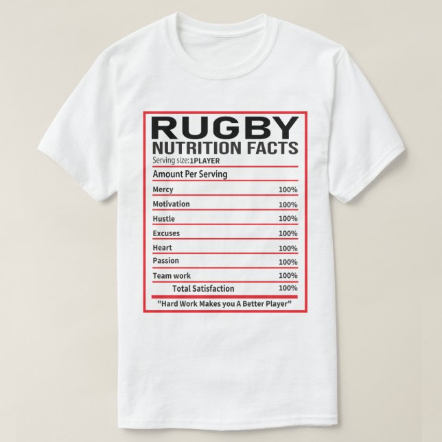 Funny Rugby Nutrition Facts Rugby Player Geschenk T-Shirt (Design vorne)