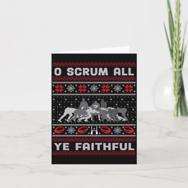 Funny Rugby O Scrum All Ye Faithful Ugly Merry Chr Karte (Vorderseite)