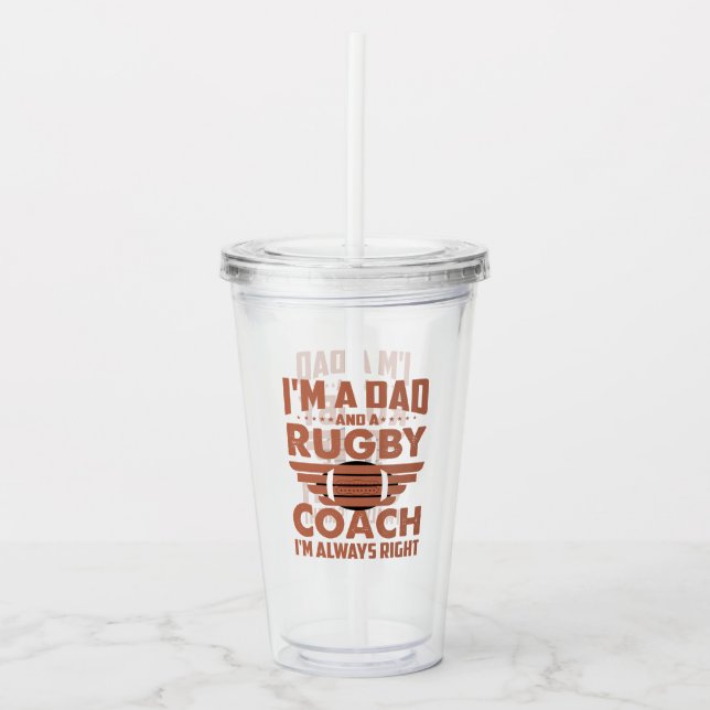 Funny Rugby Vater und Rugby Coach Acryltrinkbecher (Vorderseite)