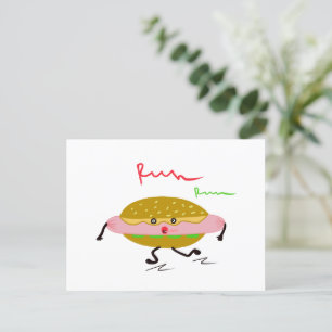 Funny Run Hotdog Postkarte