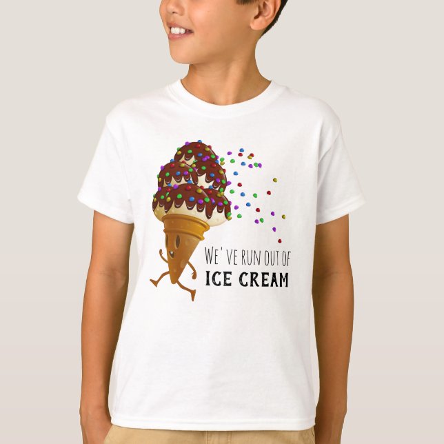 Funny Run Out of Ice Cream Cartoon T-Shirt (Vorderseite)