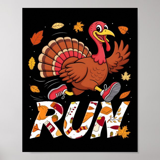 Funny Run Running 5k Race Turkey Trot Thanksgiving Poster (Vorne)