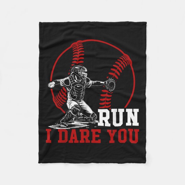 Funny Run Stesl Ich wage es, Sie Baseball Catcher  Fleecedecke (Vorderseite)