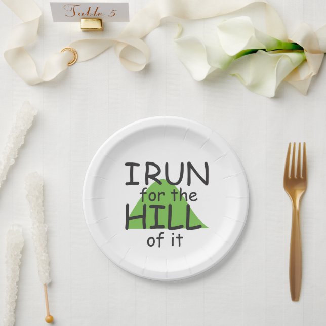 Funny Runner Themed © I Run for the Hill it Pappteller (Hochzeit)