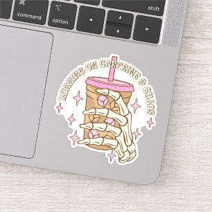 Funny Running on Caffein and Chaos Vinyl Sticker
