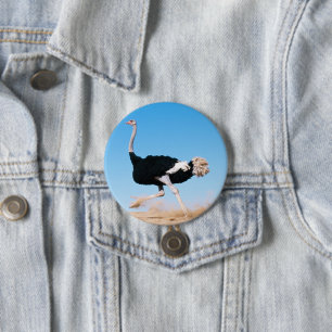 Funny Running Ostrich Foto Button-Back Button