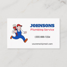 Funny Running Plumber Contractor Plumbing Service Visitenkarte