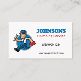 Funny Running Plumber Contractor Plumbing Service Visitenkarte