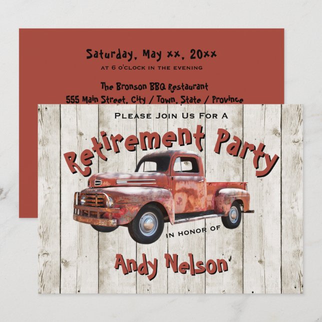 Funny Rustic Rentirement Party Einladung (Vorne/Hinten)