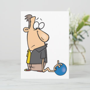 Funny Sad Bowler Charakter mit Bowling Ball Einladung