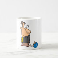 Funny Sad Bowler Charakter mit Bowling Ball