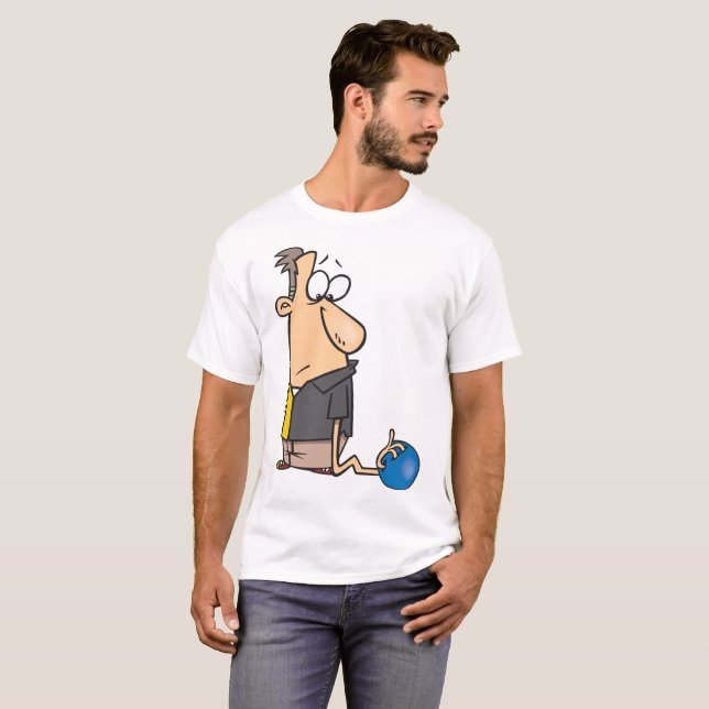 Funny Sad Bowler Charakter mit Bowling Ball T-Shirt (Vorne ganz)