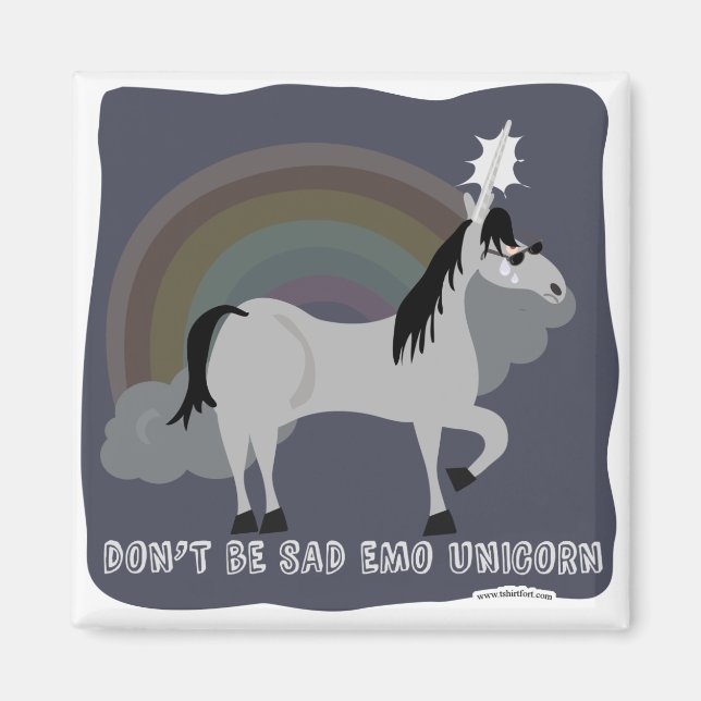 Funny Sad Emo Unicorn Magnet (Vorne)