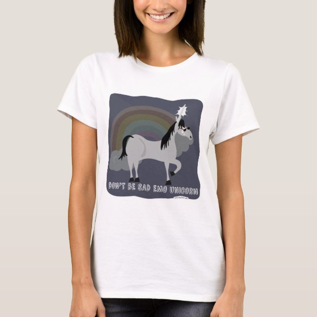 Funny Sad Emo Unicorn T-Shirt (Vorderseite)
