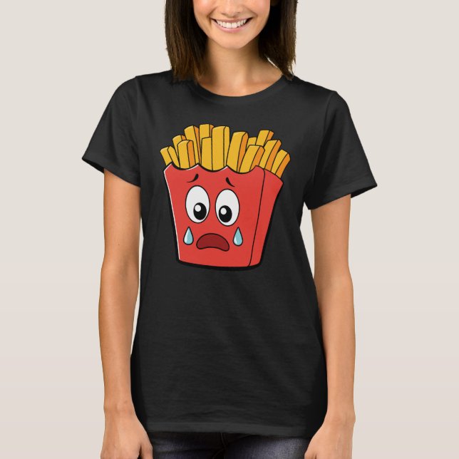 Funny Sad Fast Food Vector Design T-Shirt (Vorderseite)