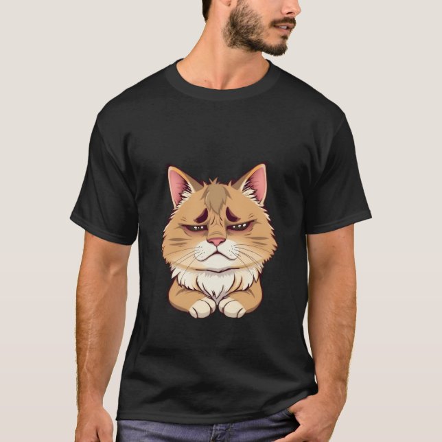 Funny Sad Ginger Cat Tired Eyes  ✨🐾🥺 T-Shirt (Vorderseite)