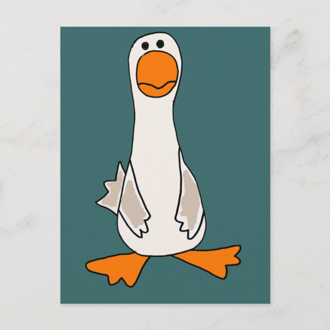 Funny Sad Goose Cartoon Postkarte (Vorderseite)