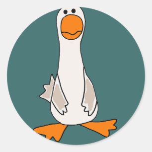 Funny Sad Goose Cartoon Runder Aufkleber