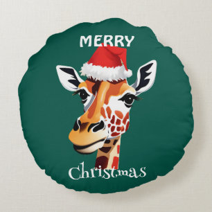 Funny Safari animal Giraffe Santa Xmas Party Rundes Kissen