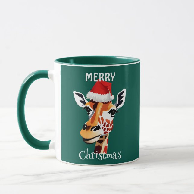 Funny Safari animal Giraffe Santa Xmas Party Tasse (Links)