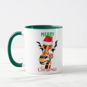 Funny Safari animal Giraffe Santa Xmas Party Tasse