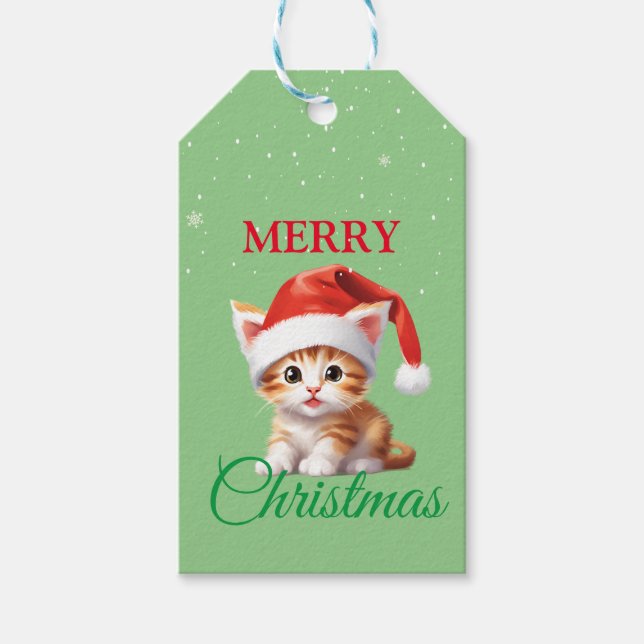 Funny Safari Tiere Cat Weihnachtskostüm Geschenkanhänger (Vorderseite)