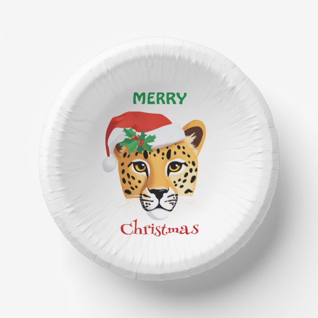 Funny Safari Tiere Cheetah Leopard Santa Xmas Pappteller (Vorderseite)