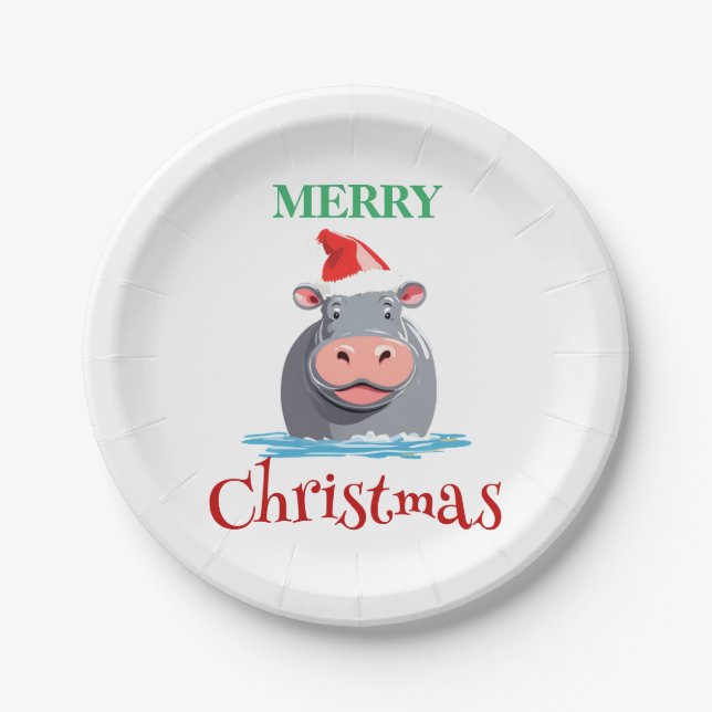 Funny Safari Tiere HIPPO Weihnachtskostüm Pappteller (Vorderseite)