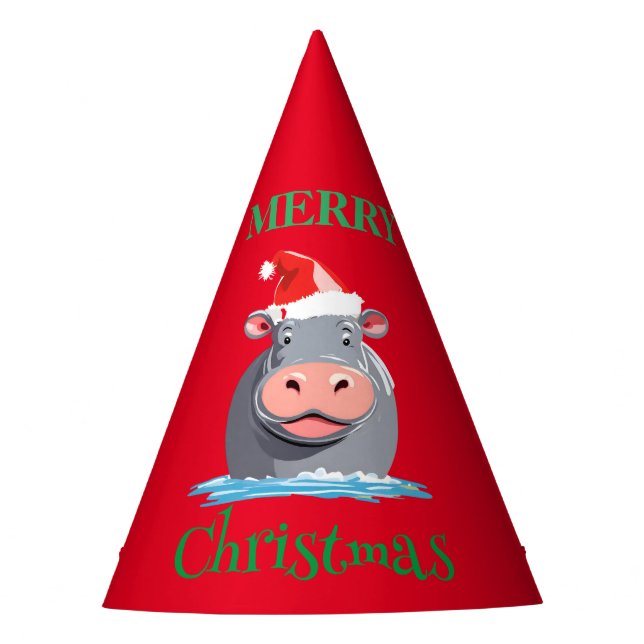 Funny Safari Tiere HIPPO Weihnachtskostüm Partyhütchen (Vorderseite)