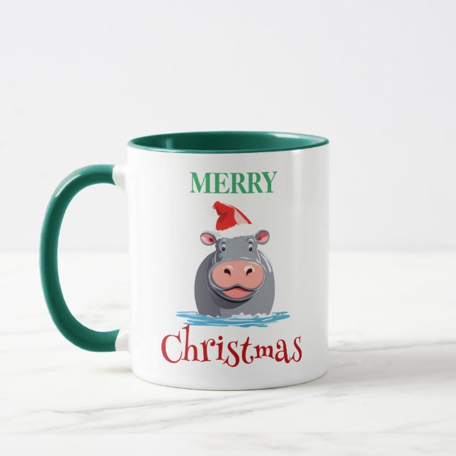 Funny Safari Tiere HIPPO Weihnachtskostüm Tasse (Links)