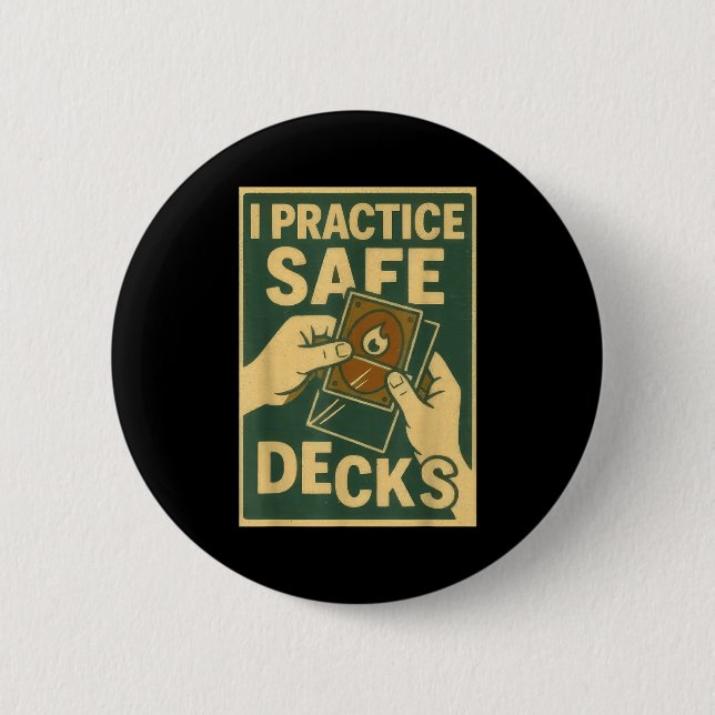 Funny Safe Decks Trading Card Game Pun Humor  Button (Vorderseite)