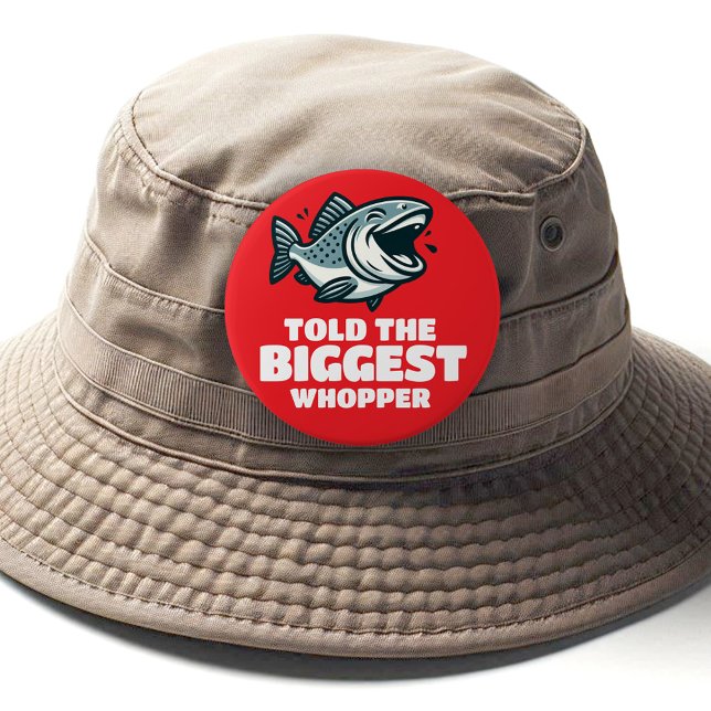 Funny sagte den Größten Strumpf des Jahres Button (Told the Biggest Whopper Fishing Pinback Button Cover Photo)